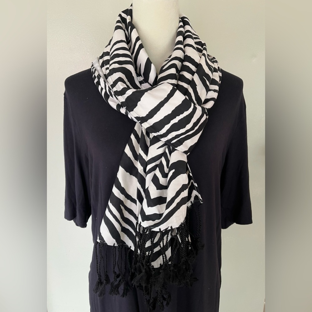 Barrie Pace Zebra Print Silk Scarf